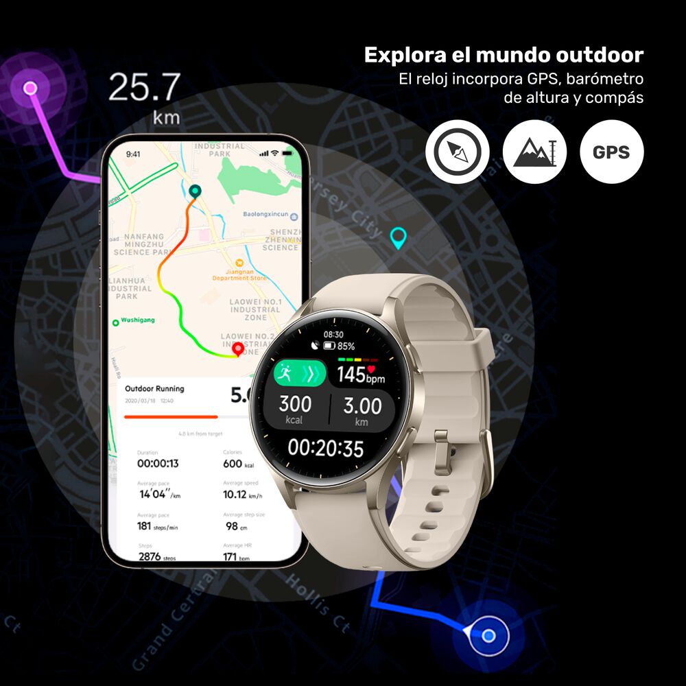 Reloj Smartwatch Lhotse Vibe 05 Gps Cream 42mm image number 3.0