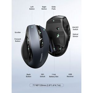 Mouse Inal&aacute;mbrico 2.4ghz Ergon&oacute;mico Negro Ugreen Mu006
