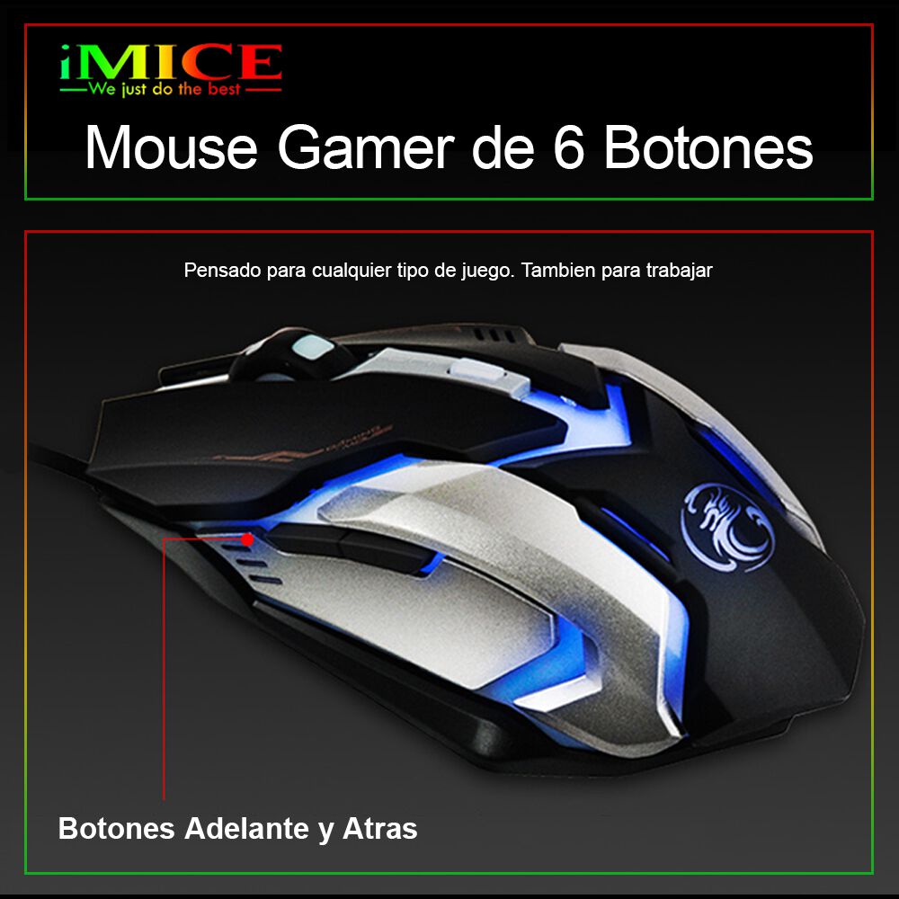 Mouse Gamer Premium Imice V6 2400 Dpi Retroiluminado Usb image number 1.0
