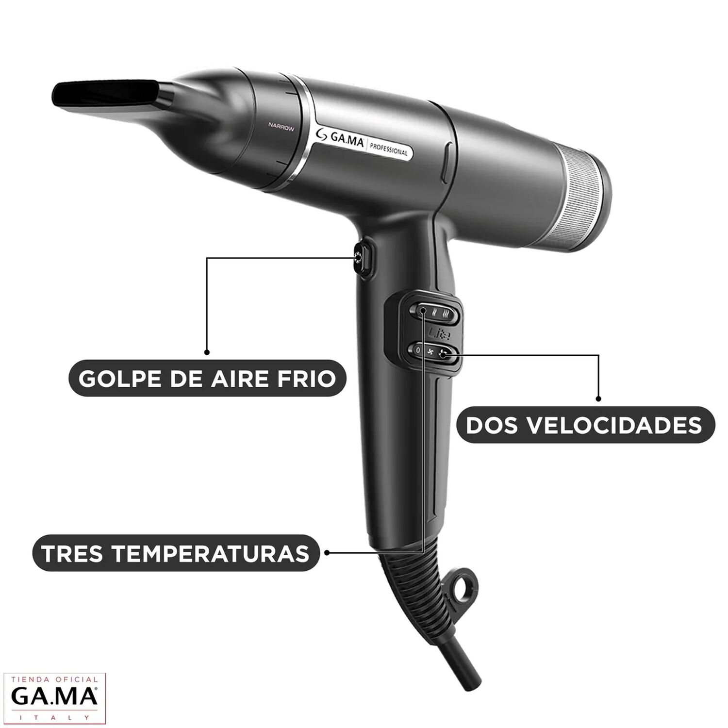 Secador Profesional Iq Lite 110 Mil Rpm 1500w Dual Filter Color Negro Gama image number 3.0