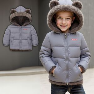 Parka Con Capucha Manga Larga Unicolor Niño Y Niña Jump Kids Grey