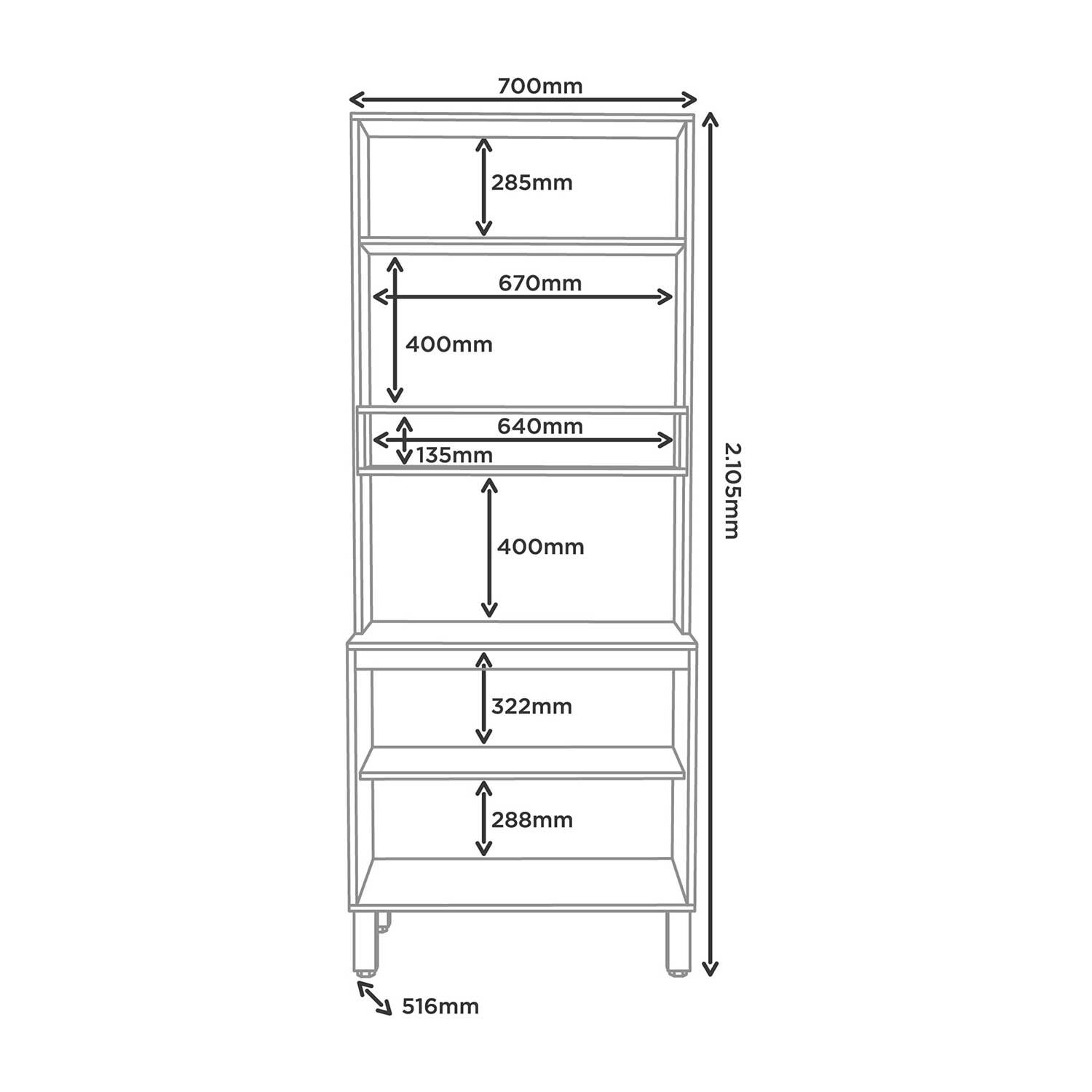Mueble De Cocina Para Microondas Camil 210,5x51,6x70 image number 1.0