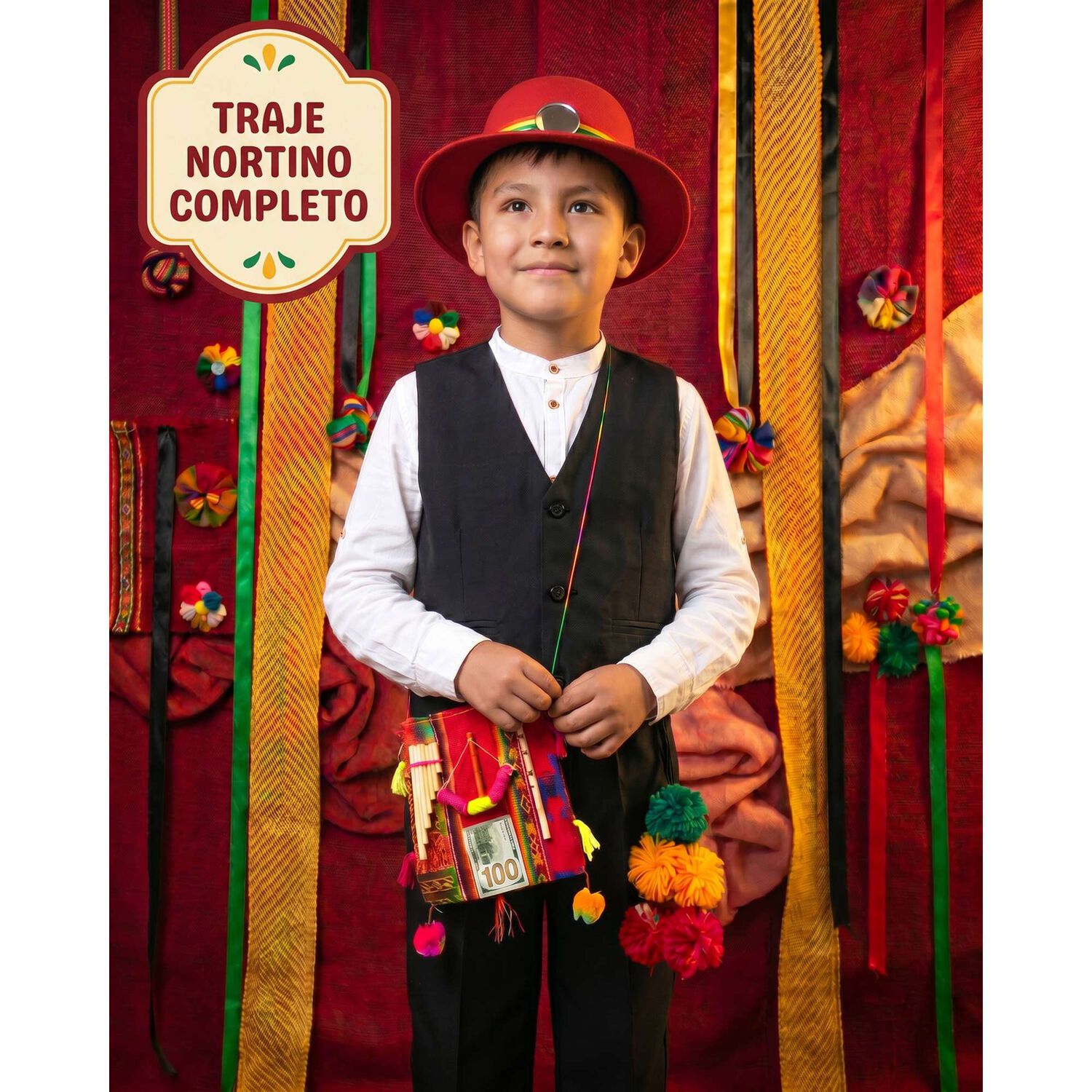 Traje Trote Nortino Completo Para Ni&ntilde;a Y Ni&ntilde;o Carnavalito image number 33.0