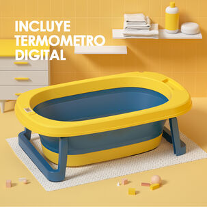 Ba&ntilde;era Plegable Beb&eacute; Con Termometro Y Mas Amarillo Babymine
