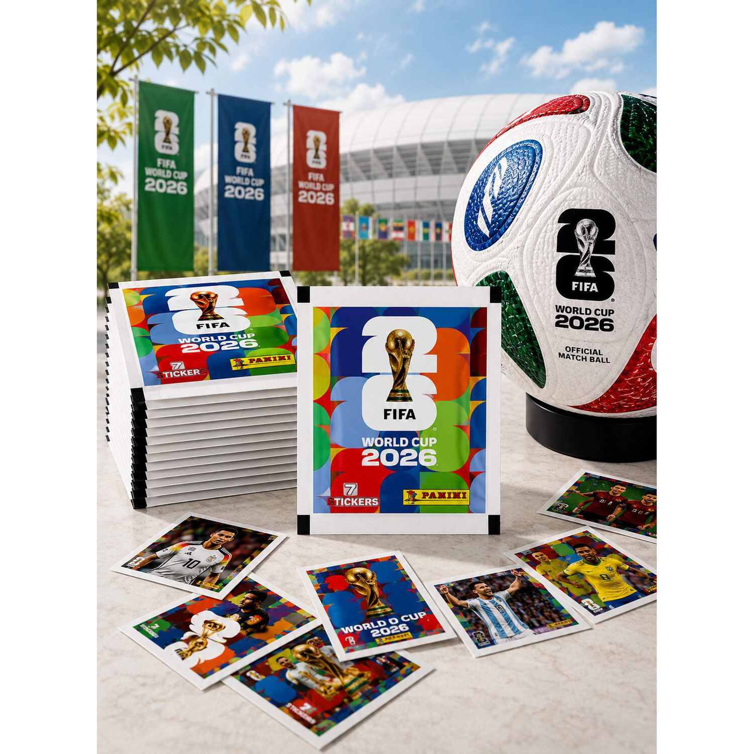 Pack 7 Sobres Panini Mundial 2026 49 L&aacute;minas Originales image number 1.0