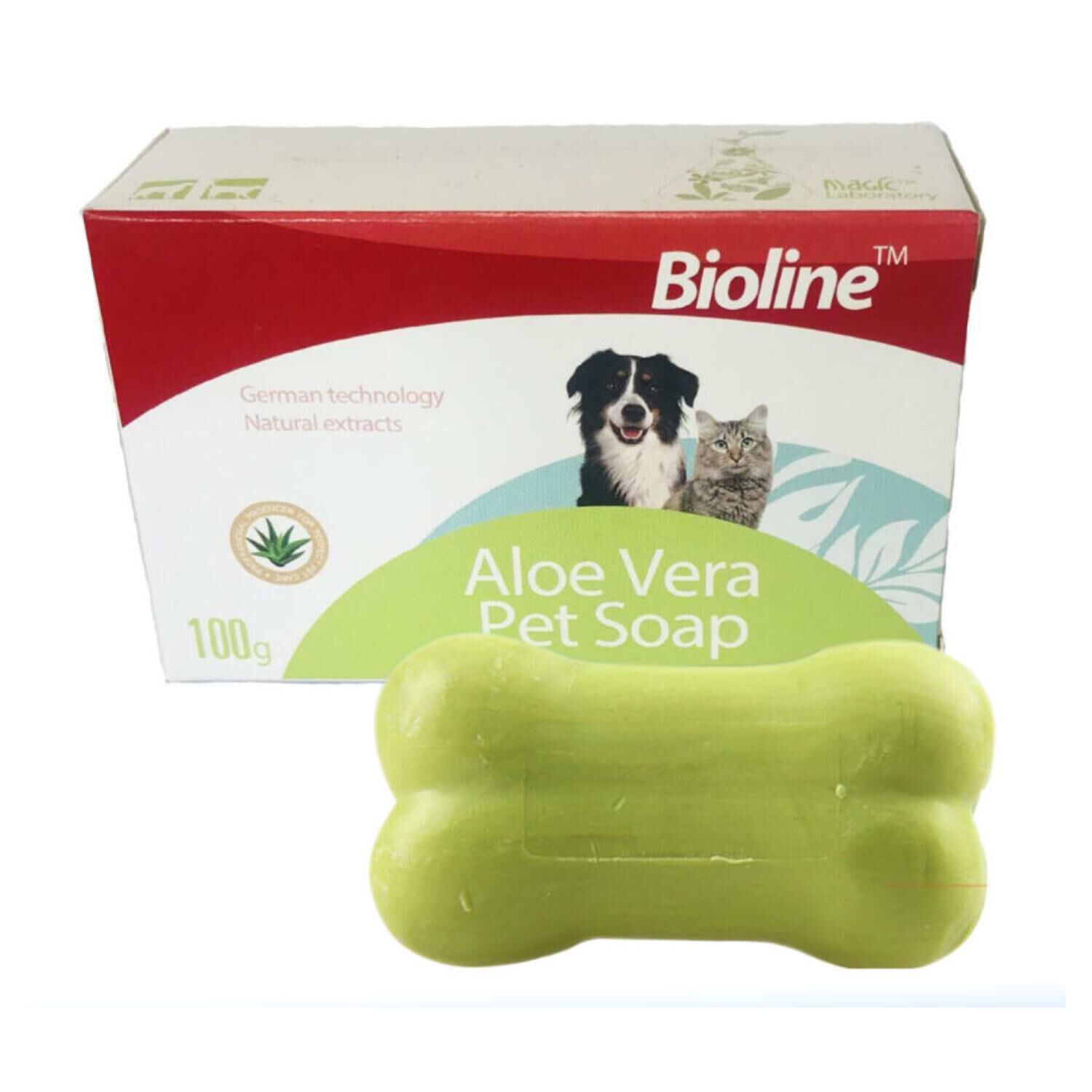 Jabon En Barra Aloe Vera Para Ba&ntilde;ar Mascotas 100g Bioline image number 0.0