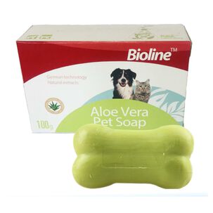 Jabon En Barra Aloe Vera Para Bañar Mascotas 100g Bioline