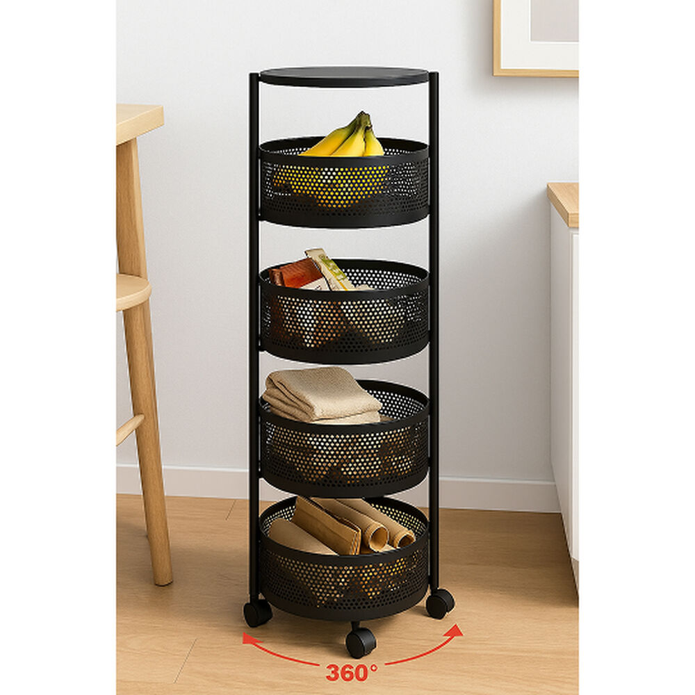 Frutero De 5 Niveles Con Ruedas | Organizador Metálico Negro image number 1.0