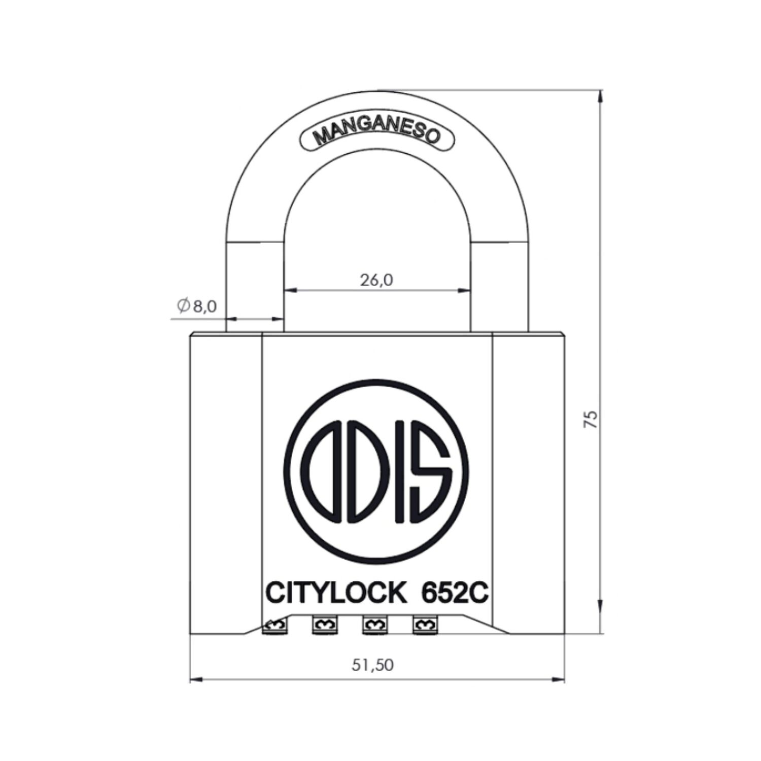 Candado Odis Citylock 652c 52mm Combinaci&oacute;n image number 2.0