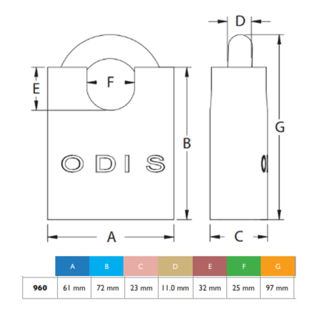 Candado Odis 960 60mm Con Hombros image number 6.0