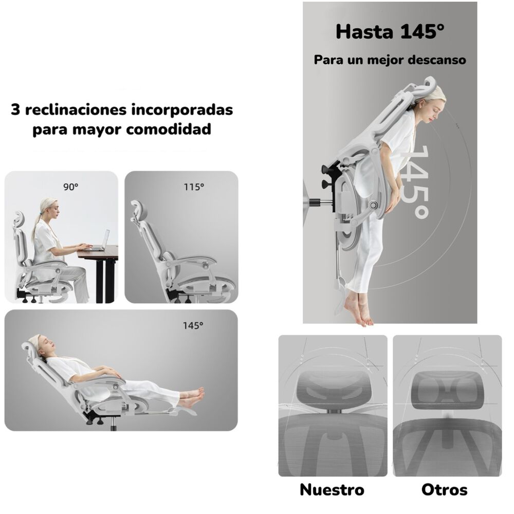 Silla De Escritorio Reclinable Reposapies E06negra Lubabycas image number 4.0
