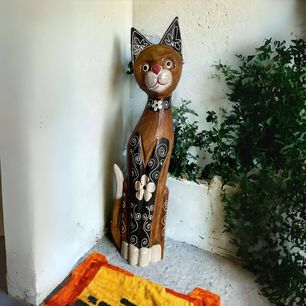 Gato Madera Artesanal 60 Cm