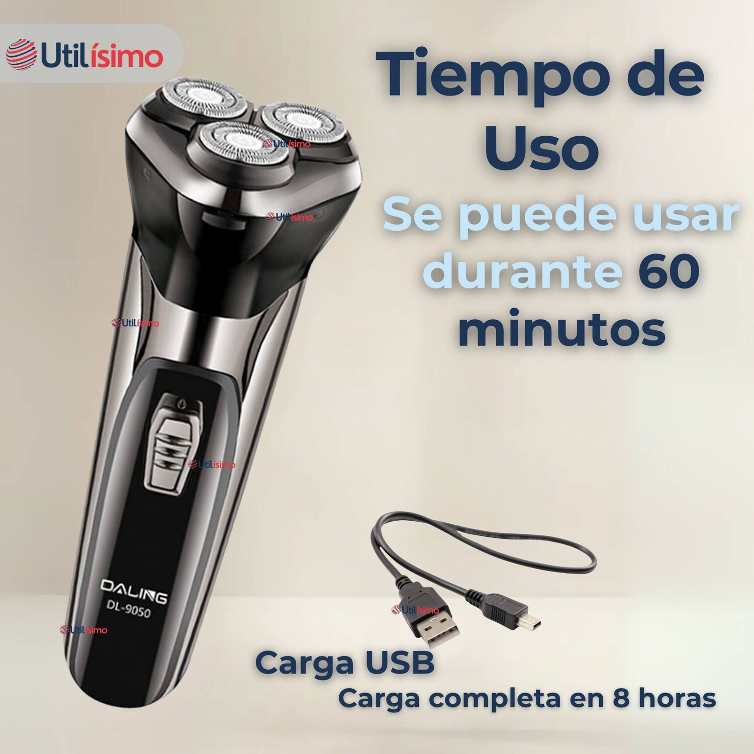 M&aacute;quina De Afeitar 3 En 1 Recargable Inal&aacute;mbrica Usb Color Plateada image number 5.0