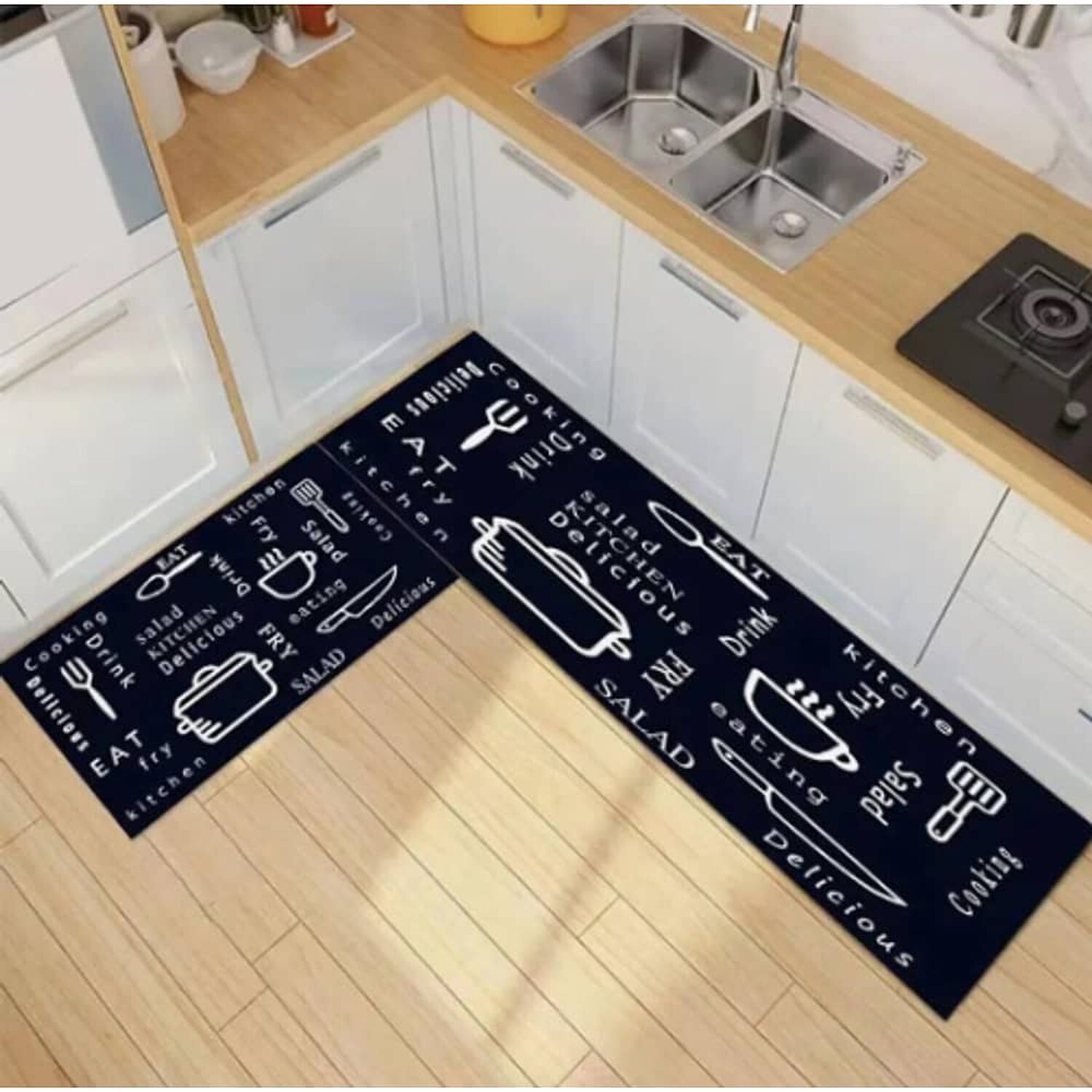 Alfombra Cocina Piso Entrada Antideslizante Negro image number 2.0