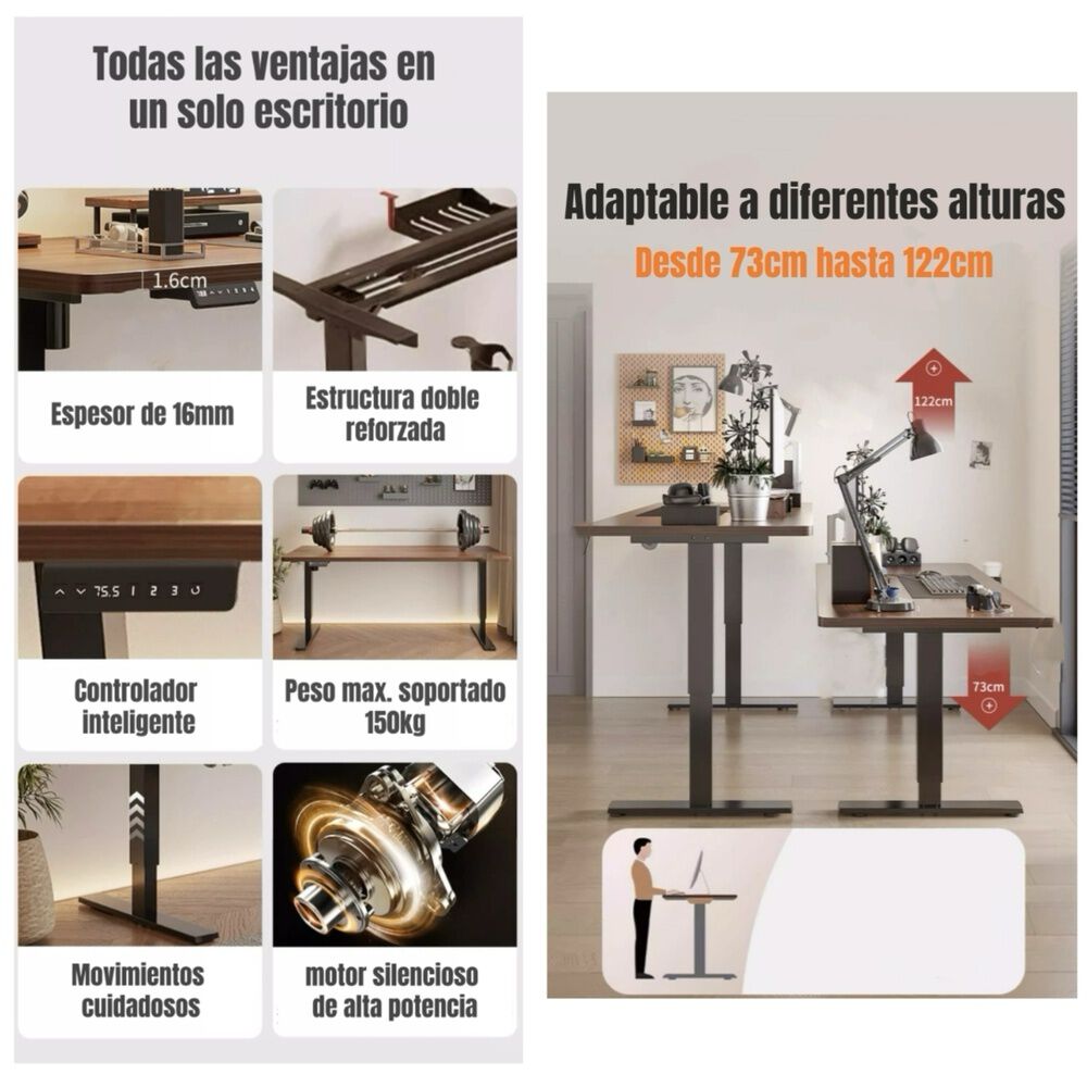 Escritorio El&eacute;ctrico Regulable Accesorios 140cm Lubabycas image number 1.0