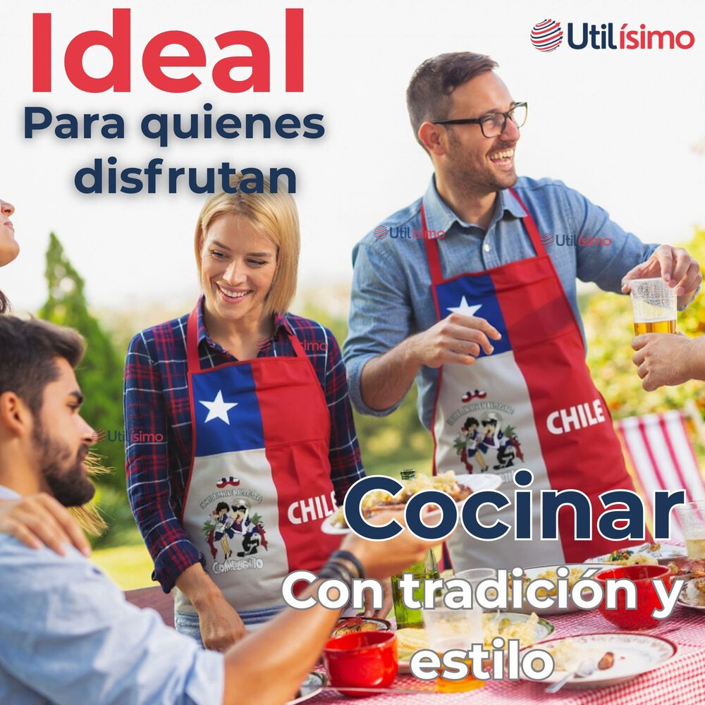 Delantal Cocina Fiestas Patrias Bandera Chilena 60x90 Cm Condorito image number 3.0