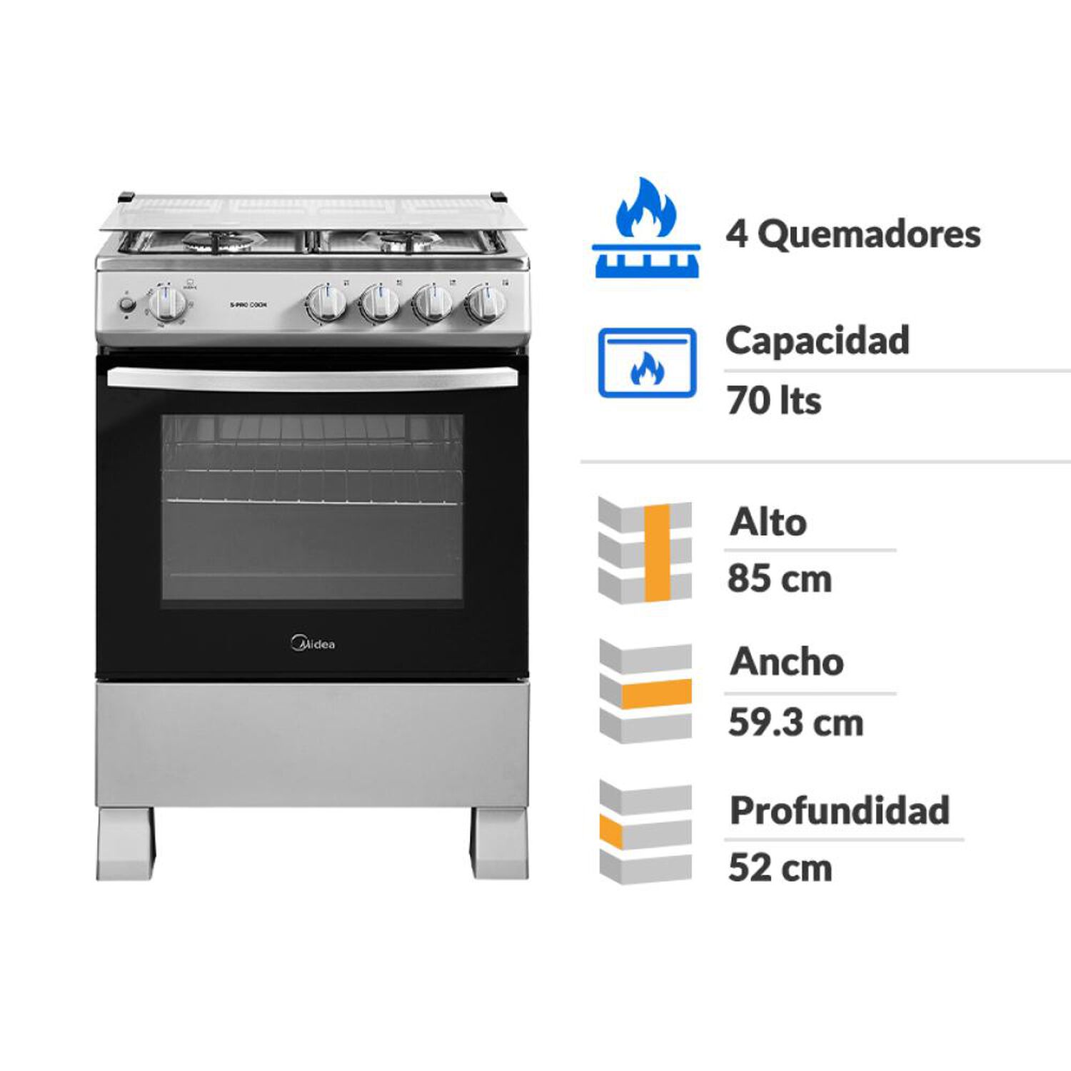 Cocina A Gas Midea MFO-MG24TCSSL / 4 Quemadores image number 1.0