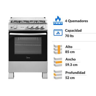 Cocina A Gas Midea MFO-MG24TCSSL / 4 Quemadores