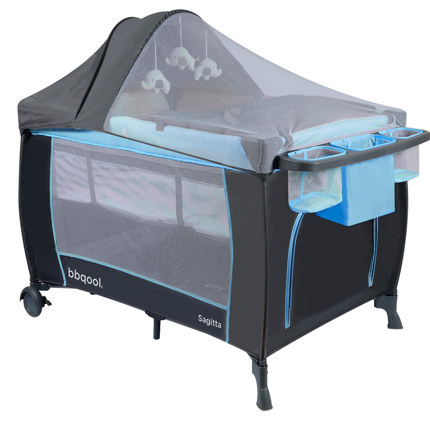 Cuna Playard Sagitta Blue + Colch&oacute;n De Espuma image number 2.0