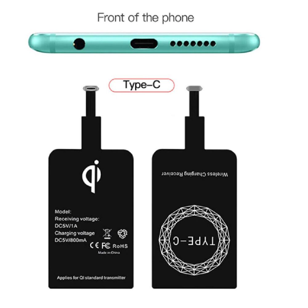 Adaptador De Carga Inalambrica Receptor Cargador Inalambrico Qi Tarjeta De Carga Tipo C (tipo C) image number 4.0