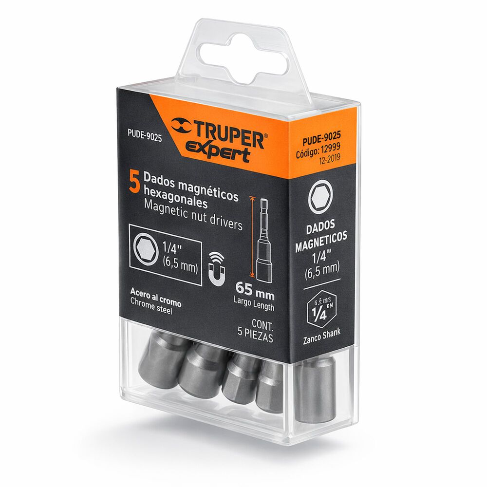 Set De 5 Dados Magne Hexagonales 1/4 Truper Expert Pude-9025 image number 0.0