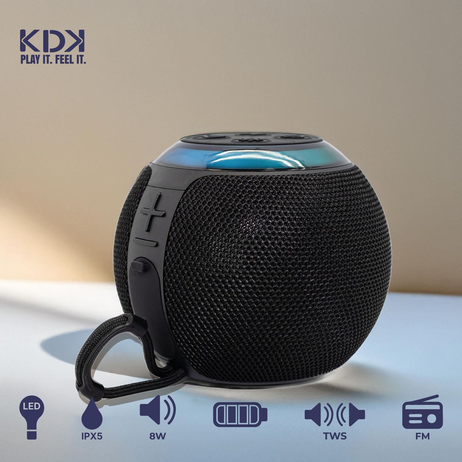 Parlante Mini Bluetooth Kdk Orb Bola 8w Negro image number 3.0