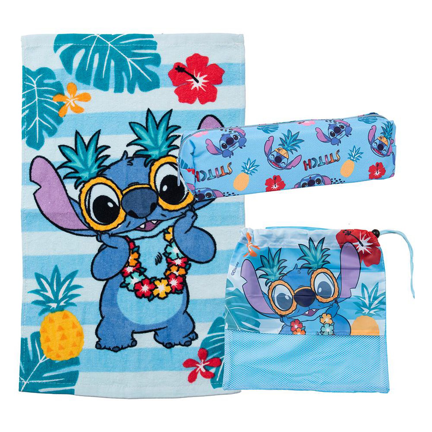 Set De Toalla De Playa +estuche+bolso / Disney Stitch Collar / 140x70 Cm image number 0.0