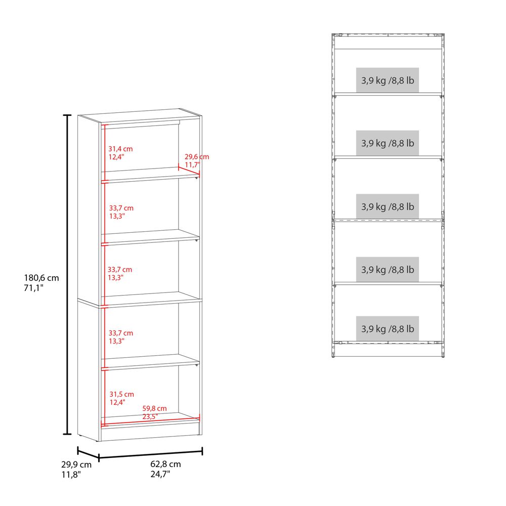 Librero Estante 5 Repisas Melamina 62.8 Cm Fm-019 image number 5.0