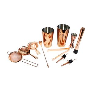 Coctelera Set De Bar Barman Cobre Base Bamboo 10 Piezas