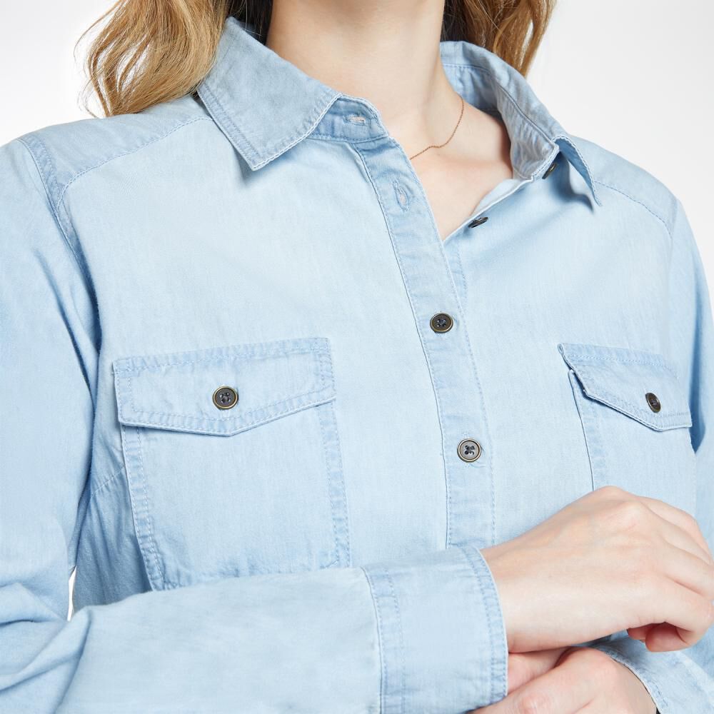 Blusa Denim Regular Manga Larga Mujer Geeps image number 4.0