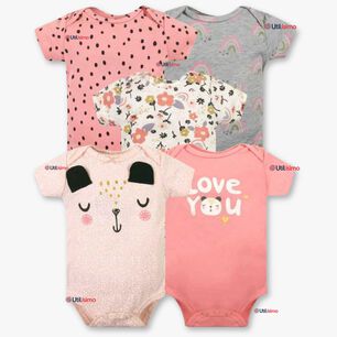 Pack 5 Bodys Ni&ntilde;a Manga Corta Tedmimak 100% Algod&oacute;n Princess Love