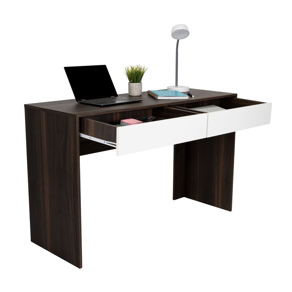 Escritorio 2 Cajones Fm-036o Caf&eacute; Oscuro Y Blanco image number 4.0