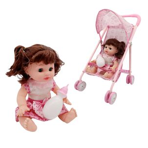 Juguete Mu&ntilde;eca Con Carrito Rosado Infantil