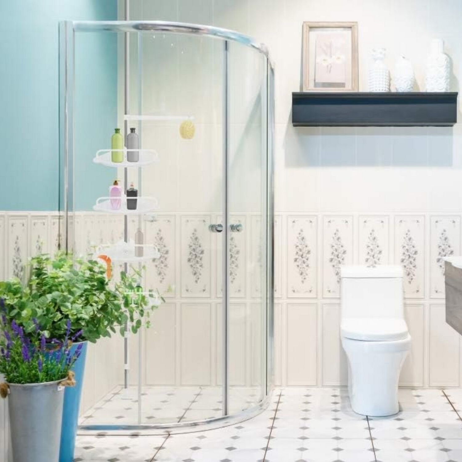 Esquinero Organizador Ba&ntilde;o Ducha Multiuso 4 Repisas Ajustable image number 3.0