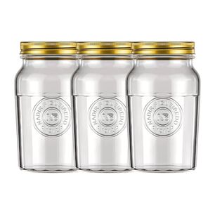 Set 3 Frascos Americano Vintage Vidrio 1000ml Tapa Dorada