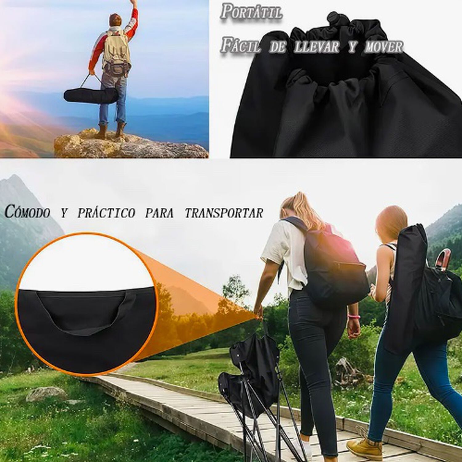 Silla Plegable Camping Negro image number 2.0