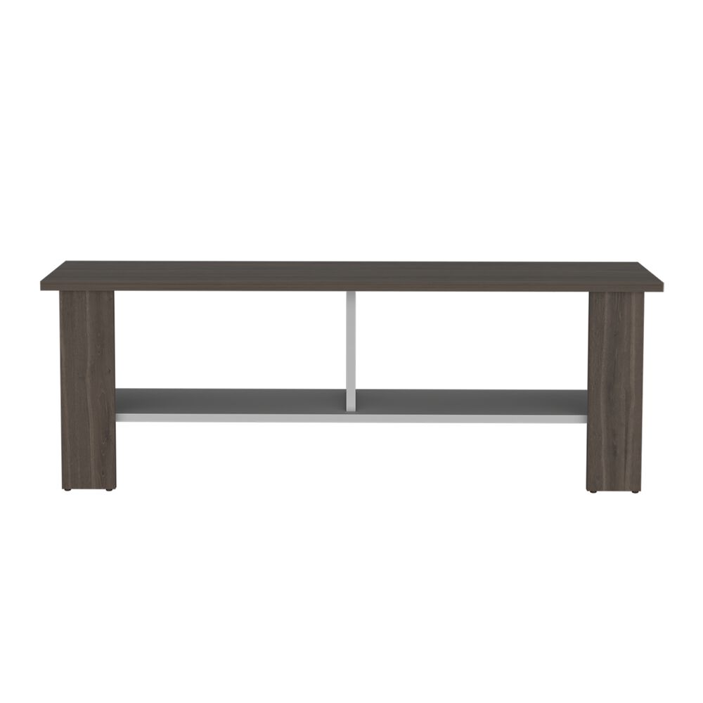 Rack Tv 50" Con 2 Repisas Fm-031o Café Oscuro Y Blanco image number 3.0