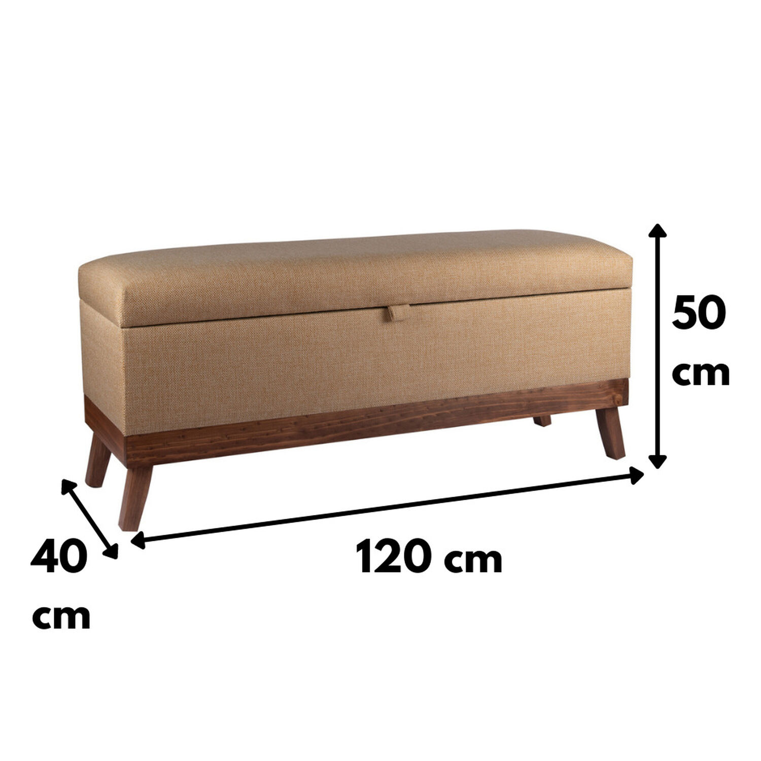 Banqueta Con Ba&uacute;l Incy Beige Omega 120x40x50 Cm M&aacute;xima Design image number 3.0