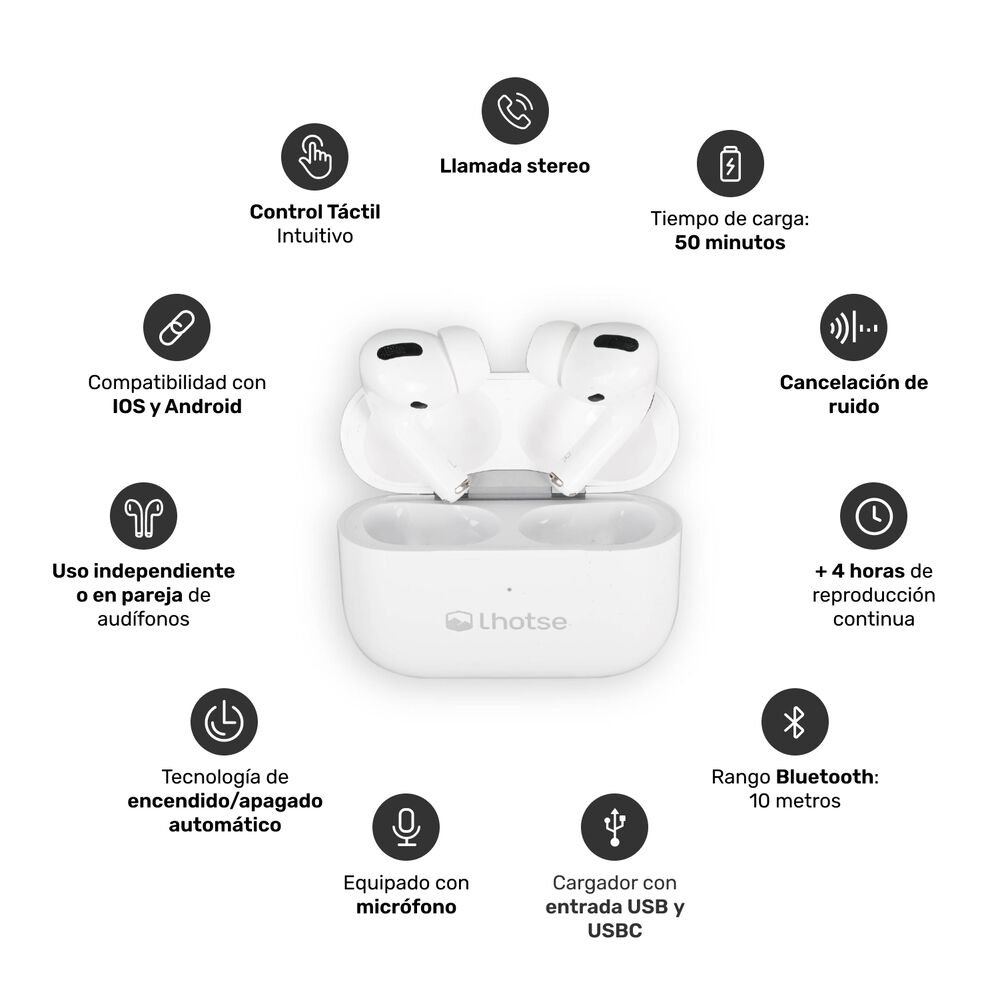 Pack Smartwatch Lhotse Vibe 05 Cream + Audífonos Blanco image number 4.0