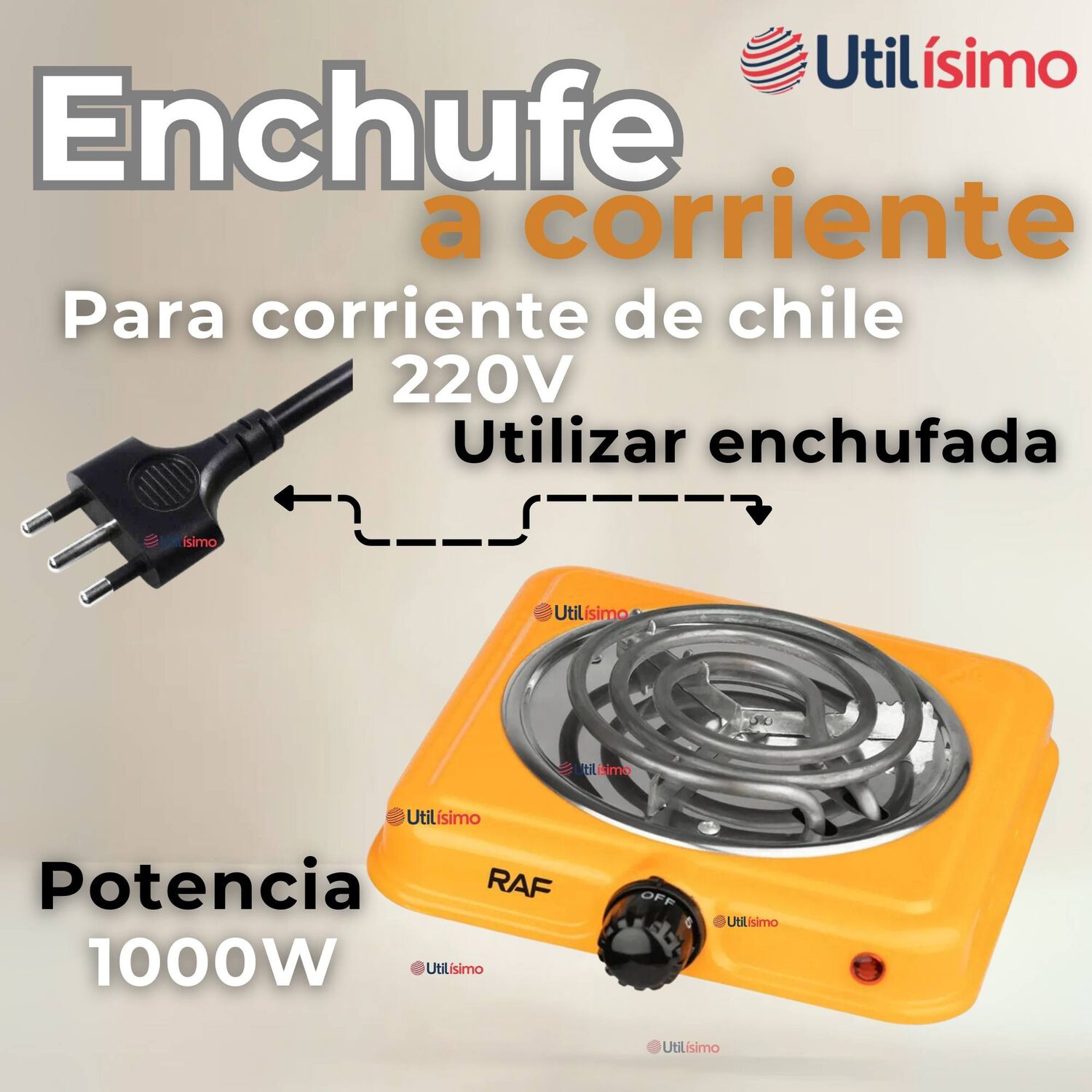 Cocina El&eacute;ctrica Port&aacute;til 1 Plato 1000w De Potencia Naranja image number 6.0
