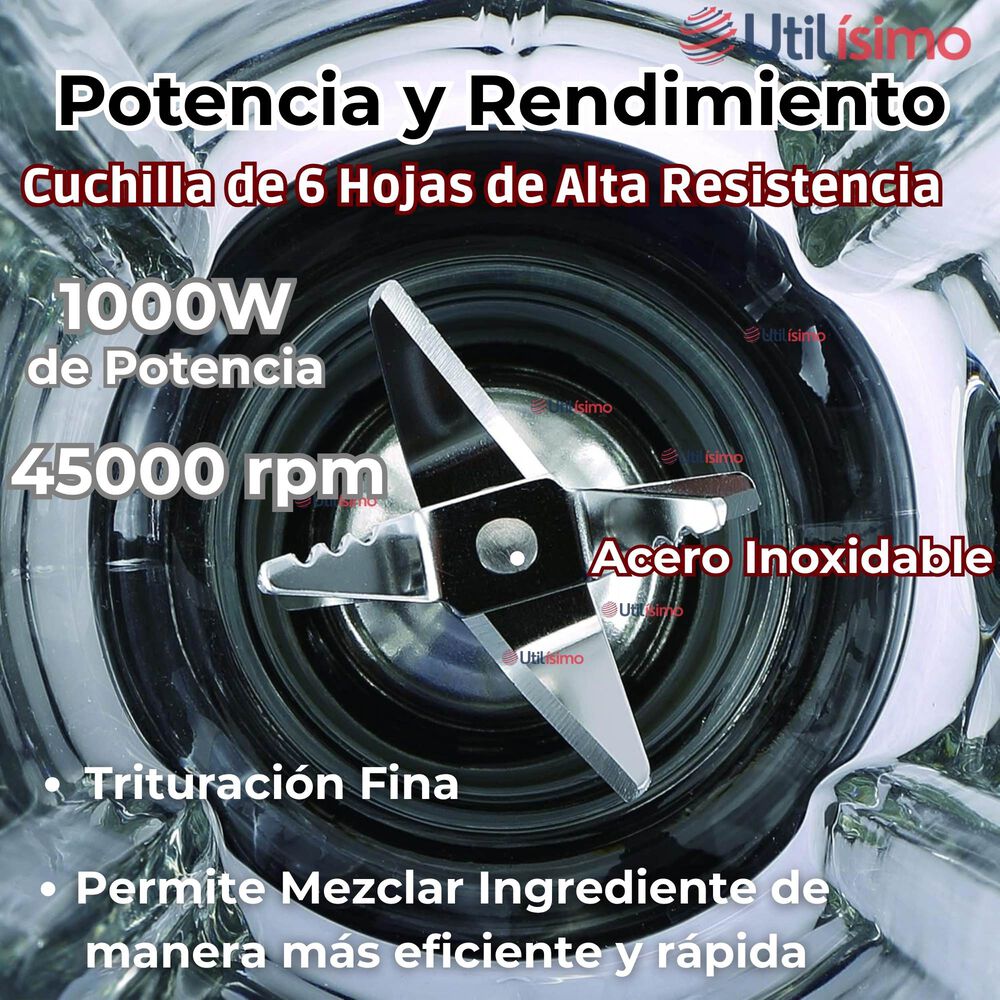 Licuadora Juguera Multifuncional 2 En 1 Picadora Jarra De Vidrio 1000w De Potencia image number 7.0