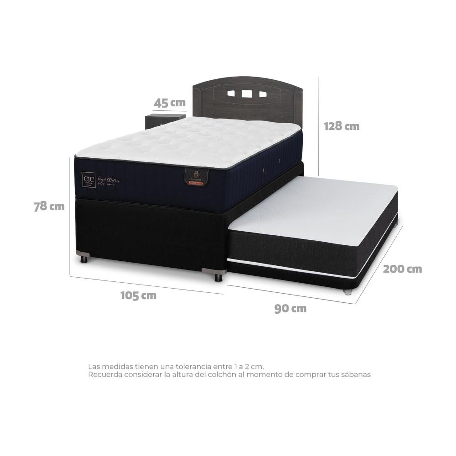 Cama Nido Cic Premium / 1.5 Plazas / Base Normal + Set De Maderas image number 3.0