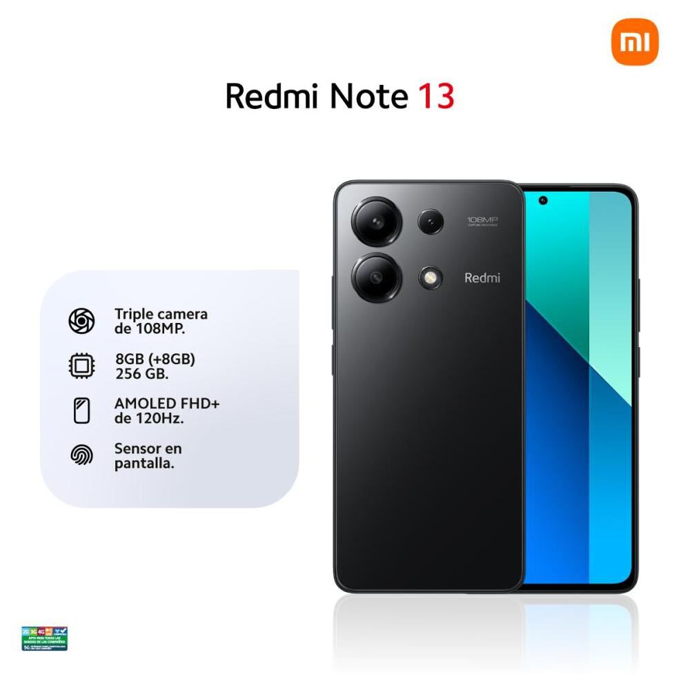 Smartphone Xiaomi Redmi Note 13 Negro / 256 GB / Liberado image number 2.0