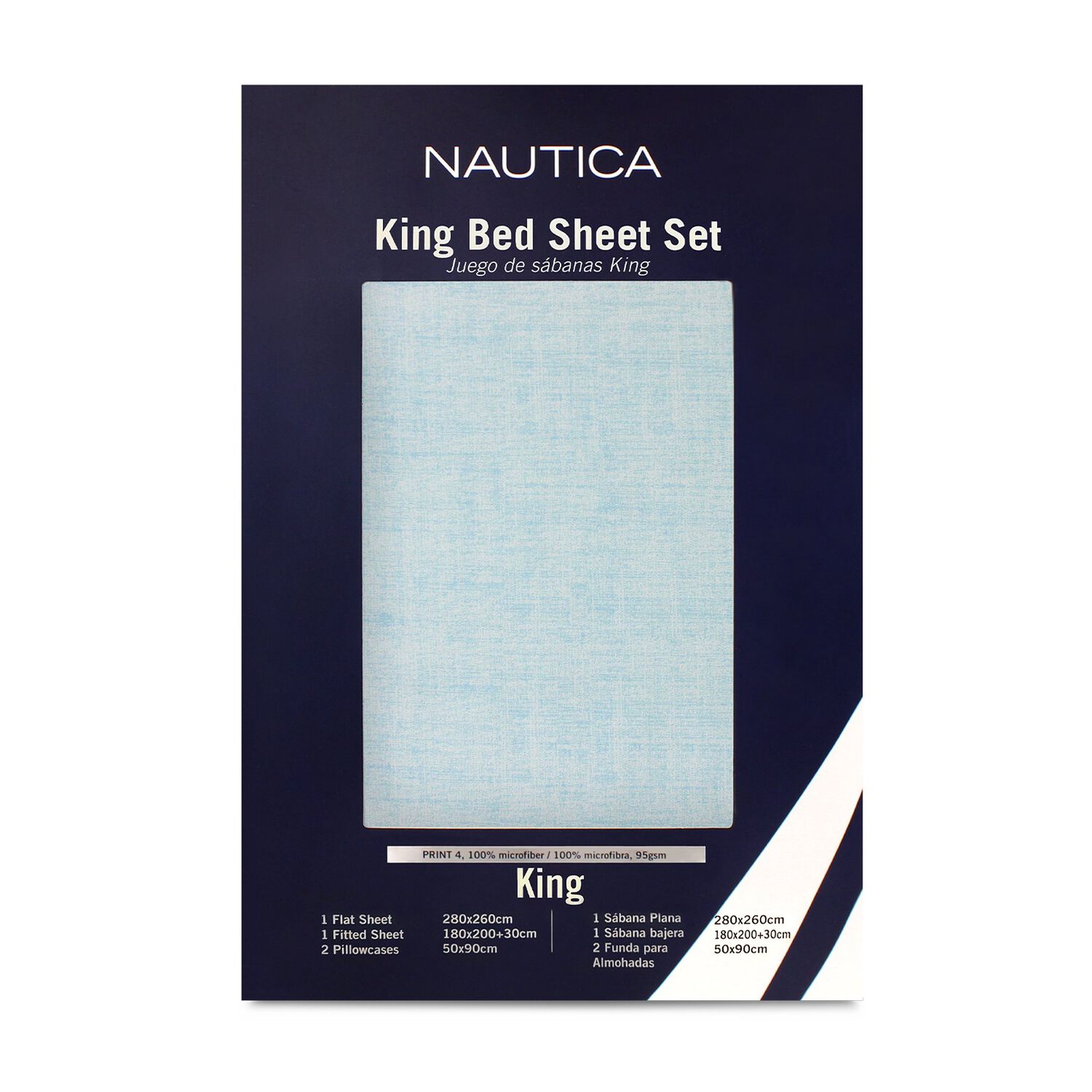 Juego De S&aacute;banas Nautica 4 Piezas Microfibra King Tonos Celeste image number 3.0