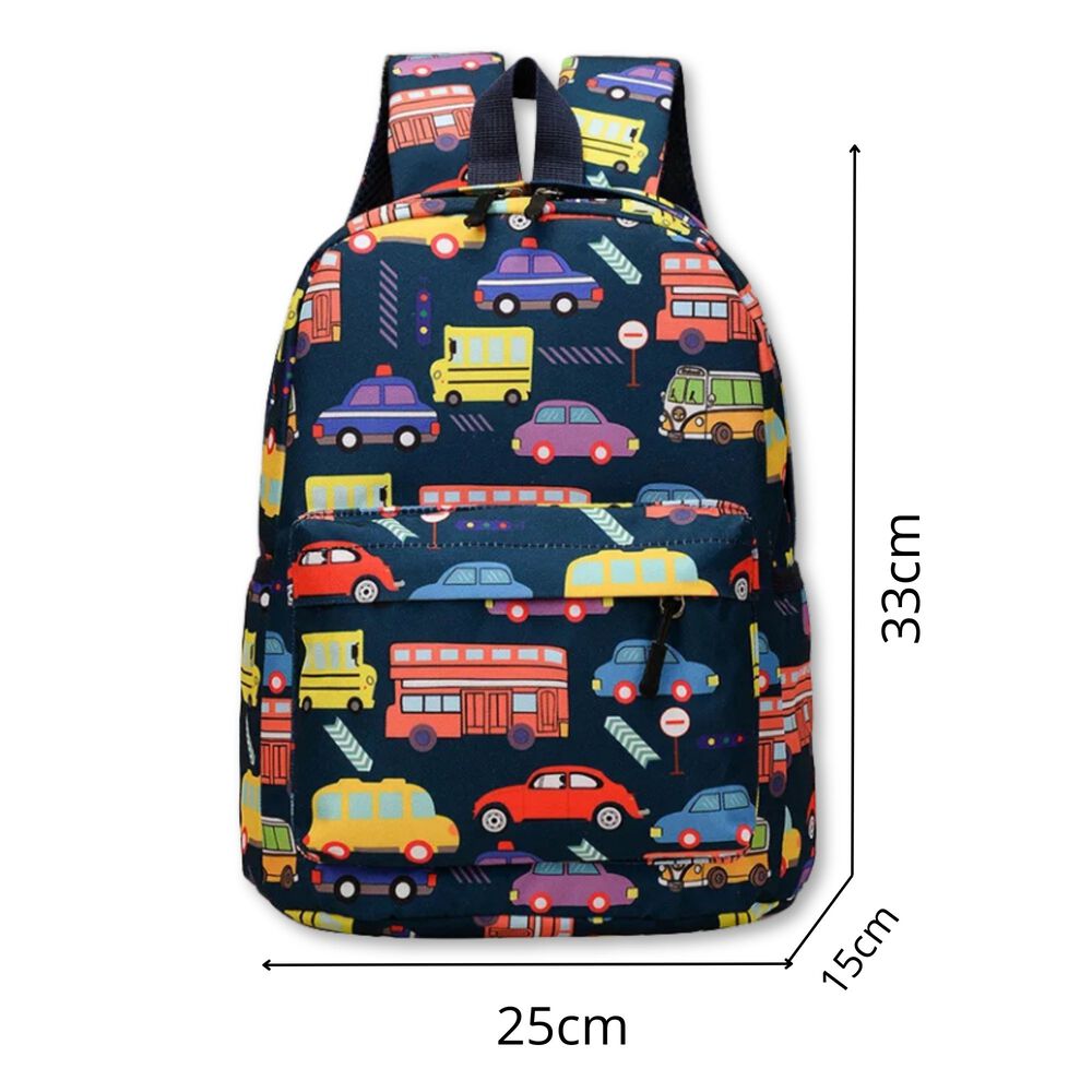 Mochila Infantil Escolar 33cm Niños Niñas Estampadas Azul Oscuro Autobus image number 1.0