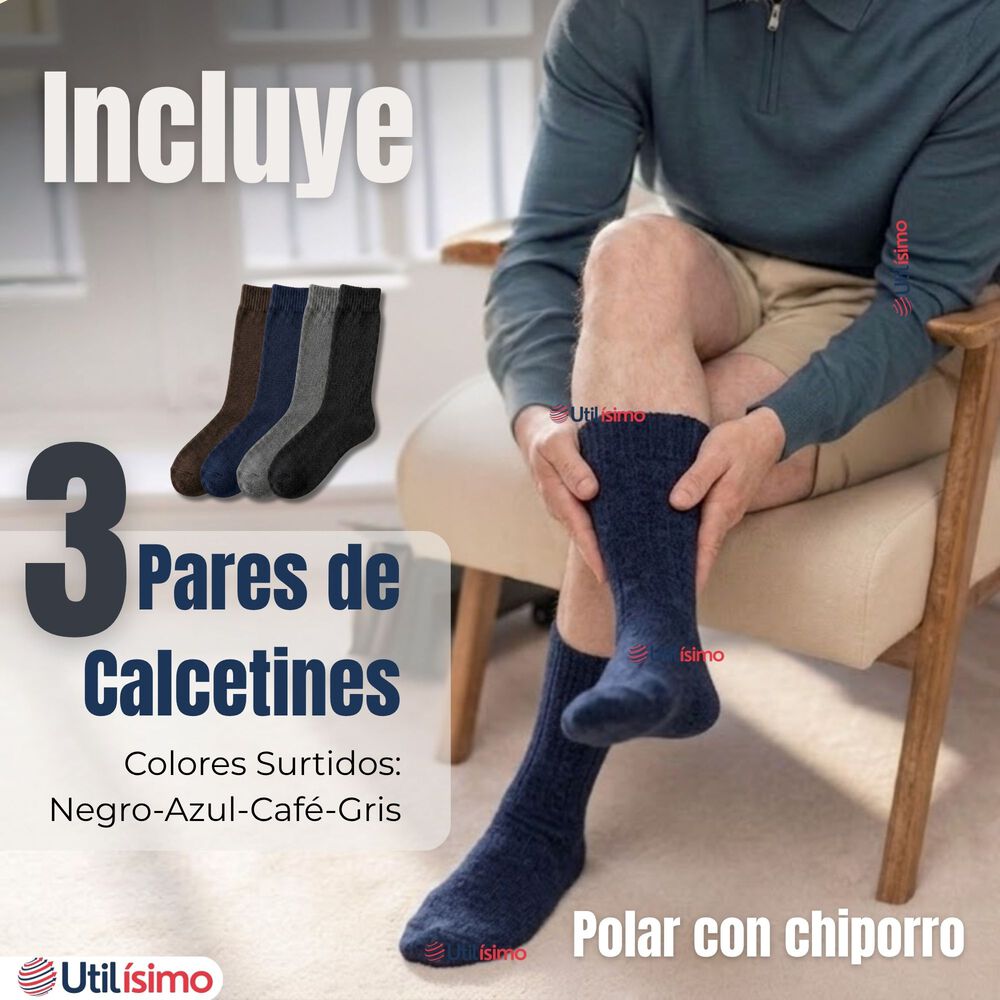 Pack 3 Pares Calcetines T&eacute;rmicos Corte Alto Hombre Surtidos image number 1.0