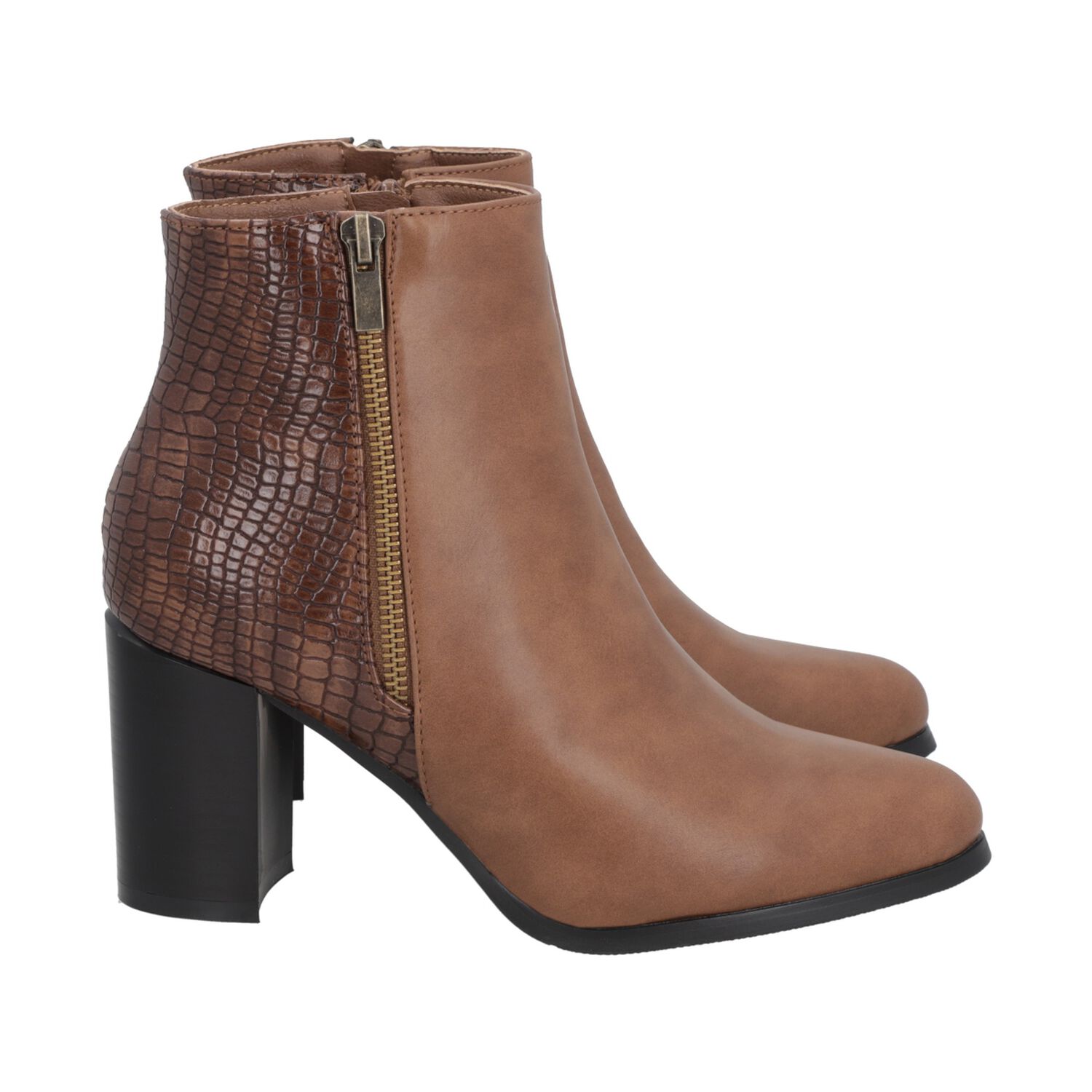 Botin Mujer Marr&oacute;n Taco Medio Lux Police image number 2.0
