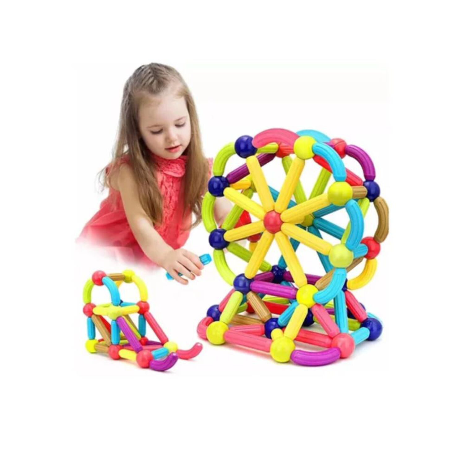 Juego Didactico Bloques Magneticos Construccion 180pcs Ni&ntilde;os image number 0.0