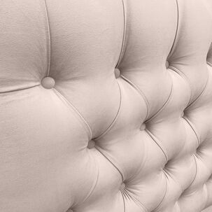 Respaldo De Cama Capitoné Premium Felpa Beige Queen
