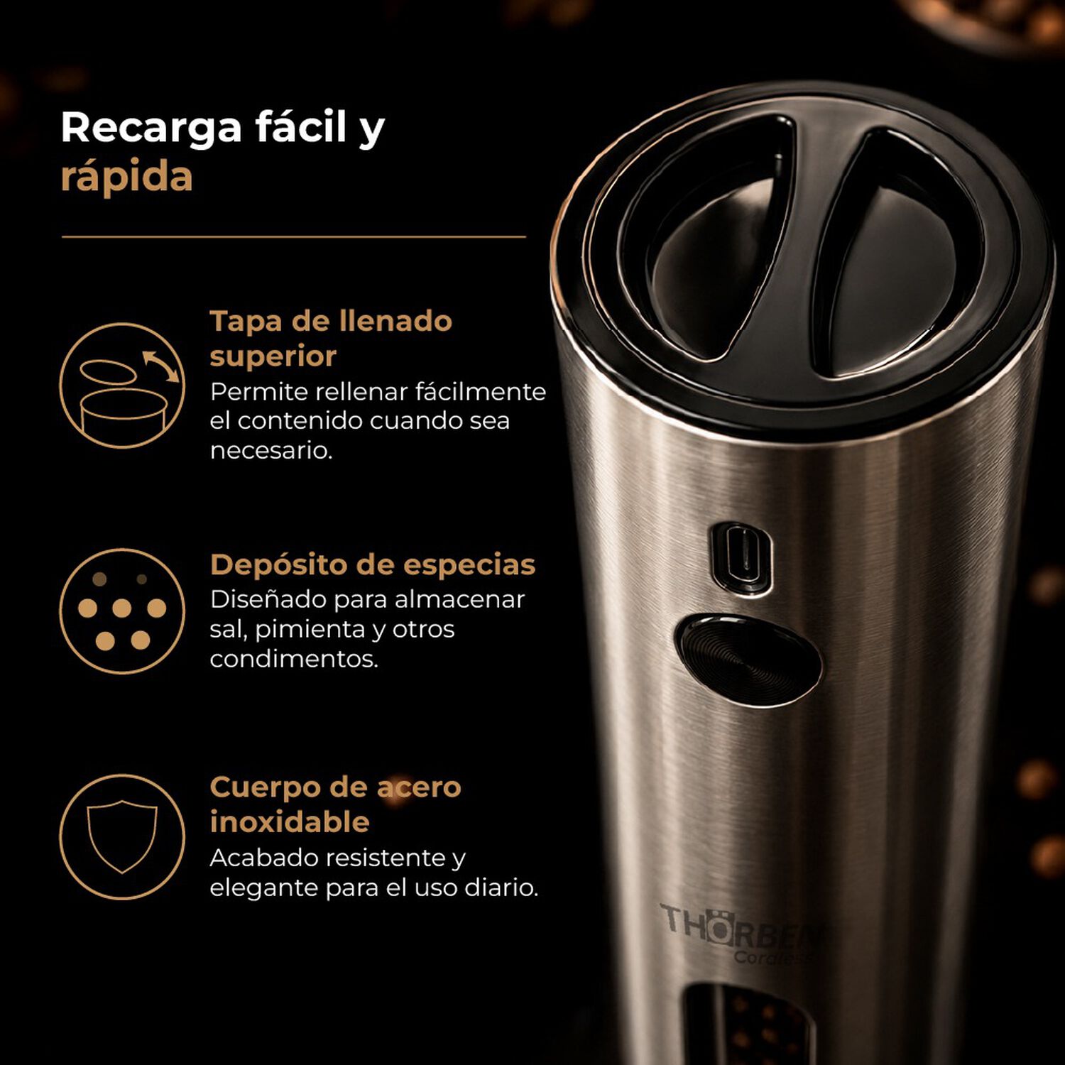 Moledor De Especias Thor Usb Deluxe Grinder Set image number 3.0